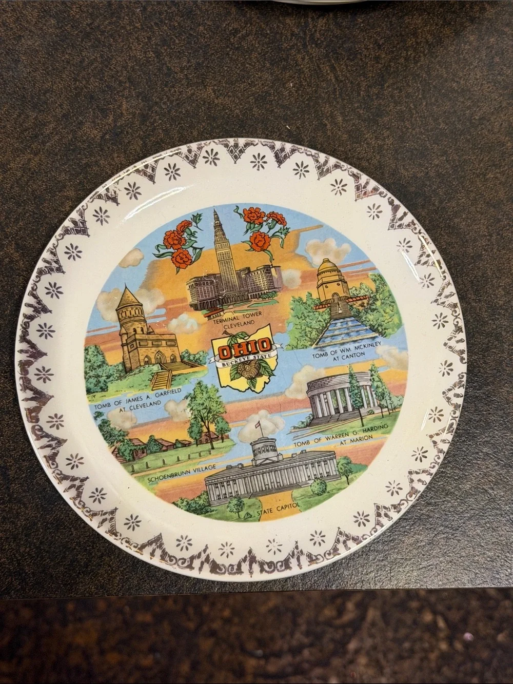 Ohio Scenic Decorative Ceramic Plate - Multicolor